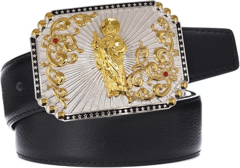 WMG Western St Jude Belt Buckle Gold Silver Saint Jude San Judas Cowboy Buckle Hebilla Vaquero Rodeo - Image 2